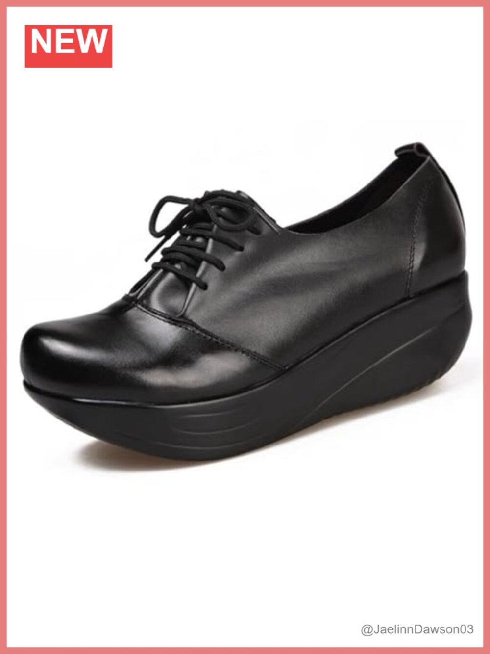 Genuine Leather Lace Up Wedge Platform Loafers for Women Non-Slip Comfortable